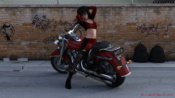 Картинка 3д+графика люди-авто мото+ people-+car+ +moto мотоцикл фон взгляд девушка