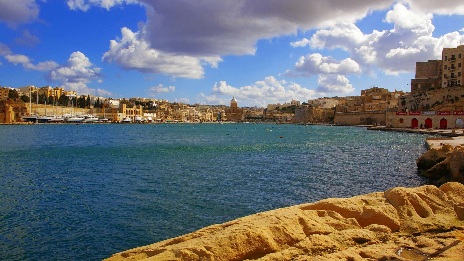 kalkara, malta, города, панорамы, море, дома, набережная