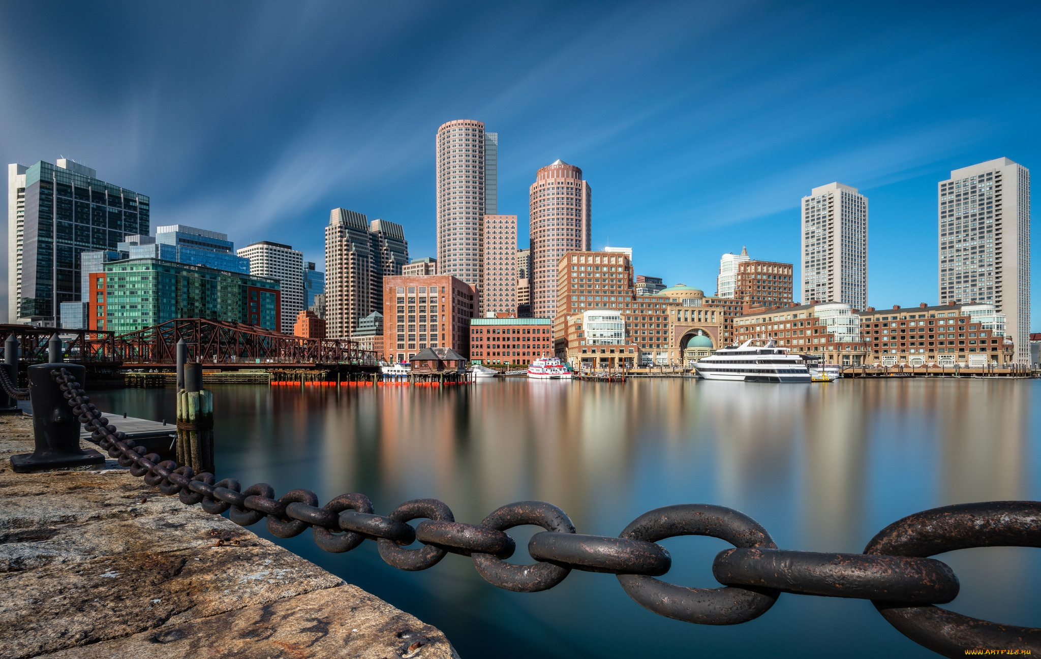 города, бостон, , сша, downtown, boston, бостон, fan, pier, park