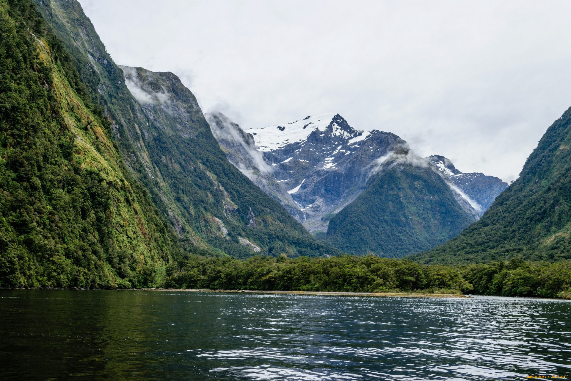 новая, зеландия, природа, реки, озера, водоем, деревья