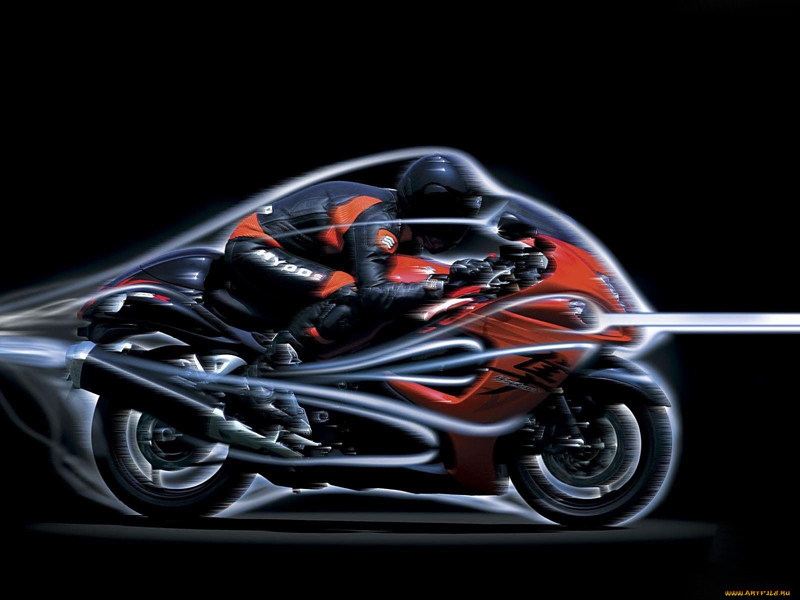мотоциклы, 3d, тёмный, оптикаемость, скорость, гонка