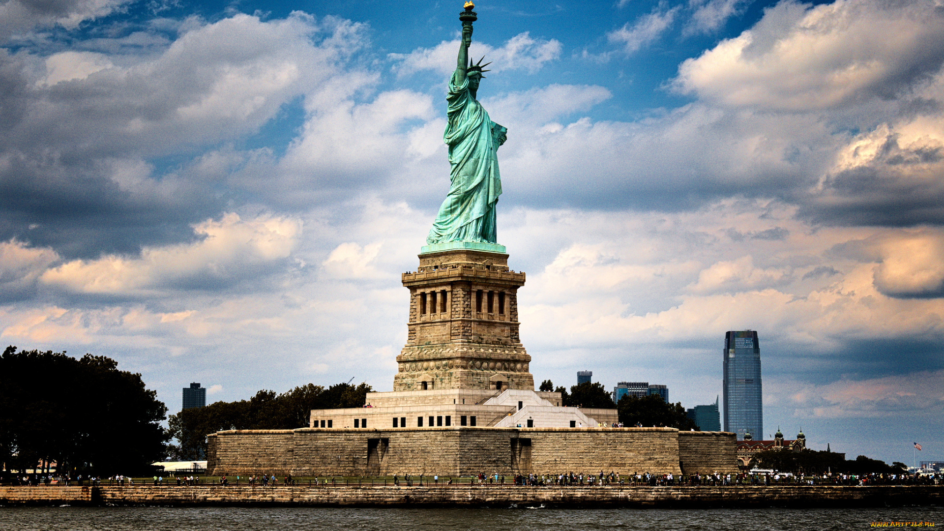 statue, of, liberty, города, -, памятники, , скульптуры, , арт-объекты, монумент, остров
