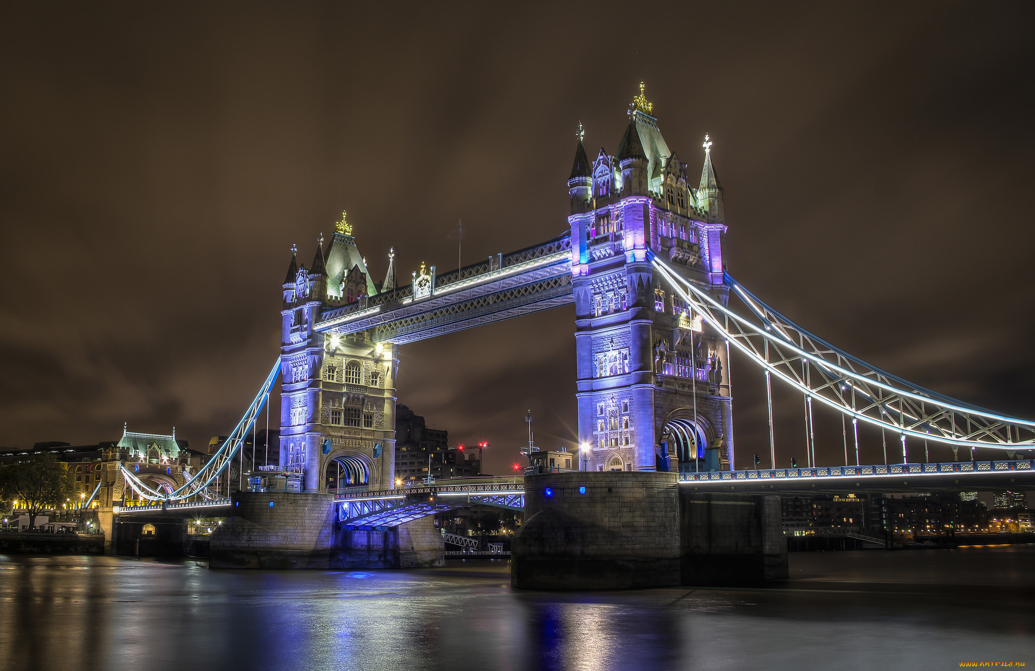 tower, bridge, города, лондон, , великобритания, ночь, панорама