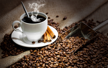 Картинка еда кофе кофейные зёрна аромат россыпь напиток