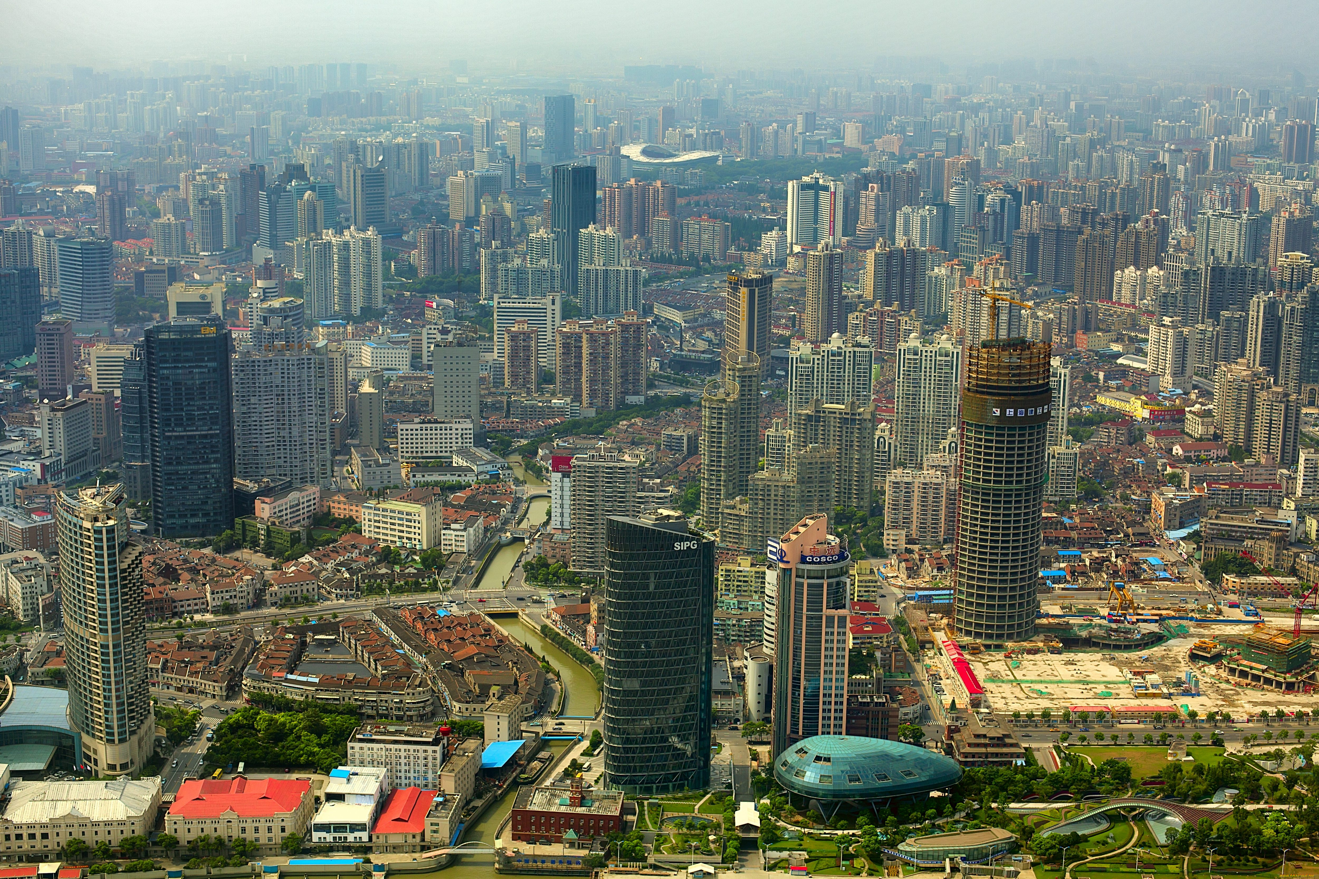 города, шанхай, китай, высотные, здания, небоскрёбы, мегаполис