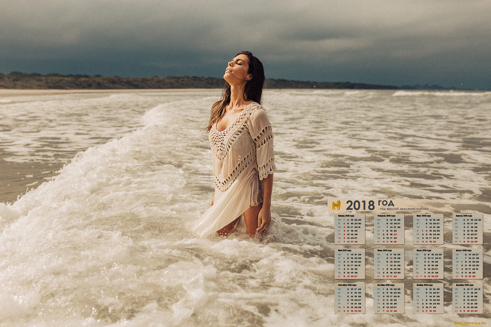 календари, девушки, 2018, водоем