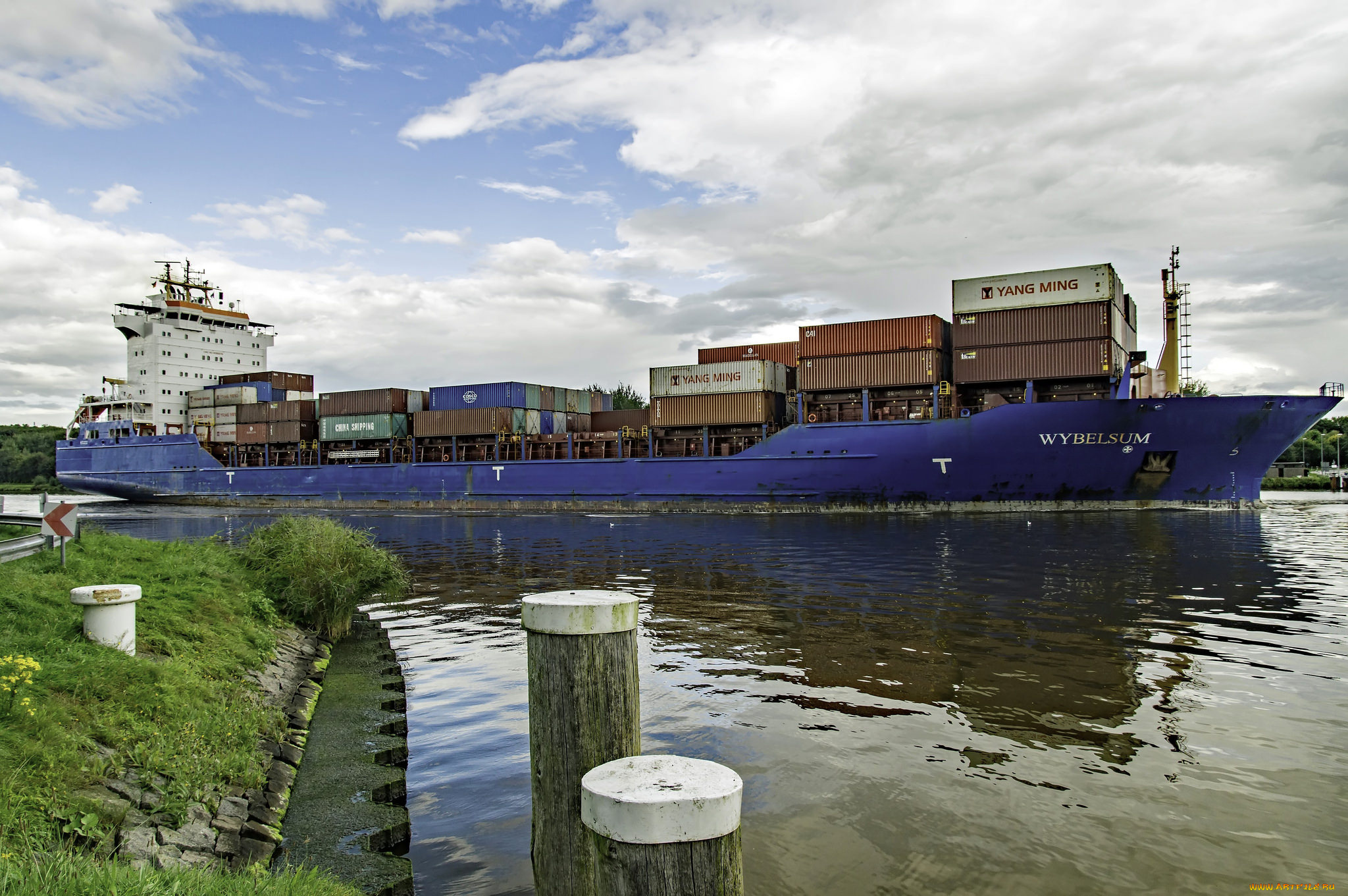 корабли, грузовые, суда, контейнеровоз
