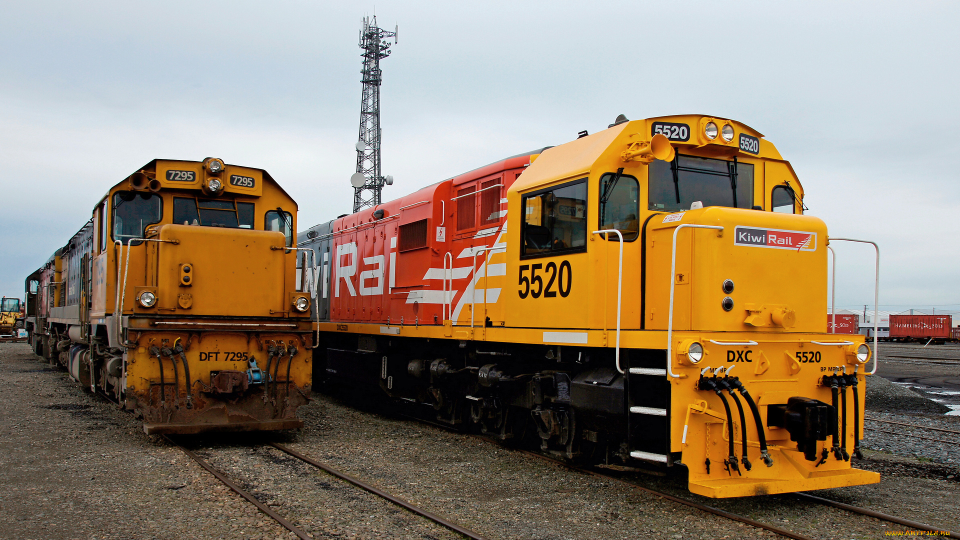 kiwirail, dft, 7295, and, dxc, 5520, locomotives, техника, локомотивы, дорога, железная, локомотив, рельсы
