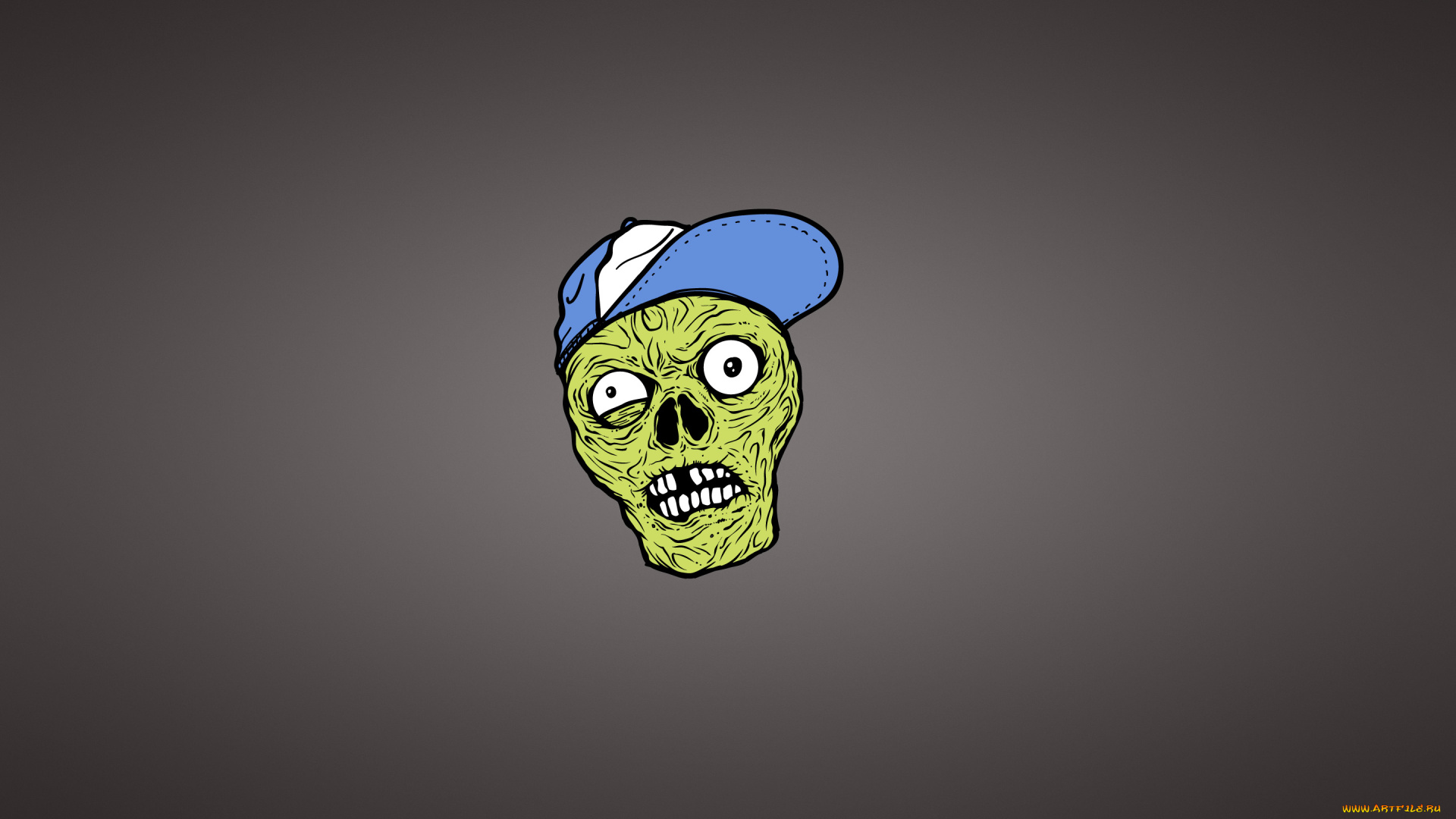 зомби, в, кепке, рисованные, минимализм, зомби, zombie, голова, кепка