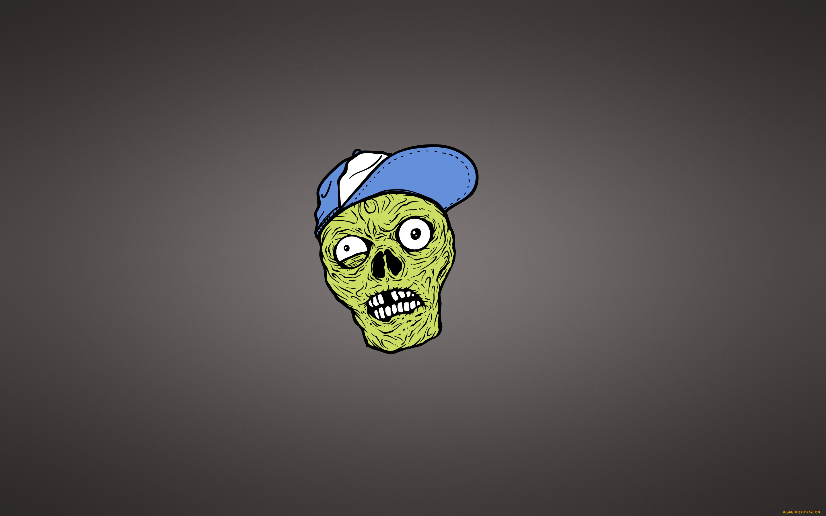 зомби, в, кепке, рисованные, минимализм, зомби, zombie, голова, кепка