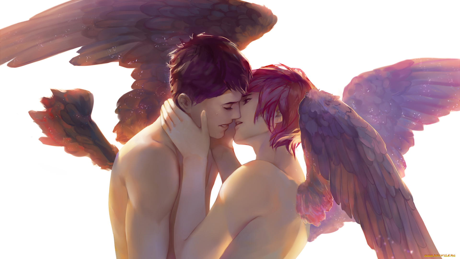 фэнтези, ангелы, парни, крылья
