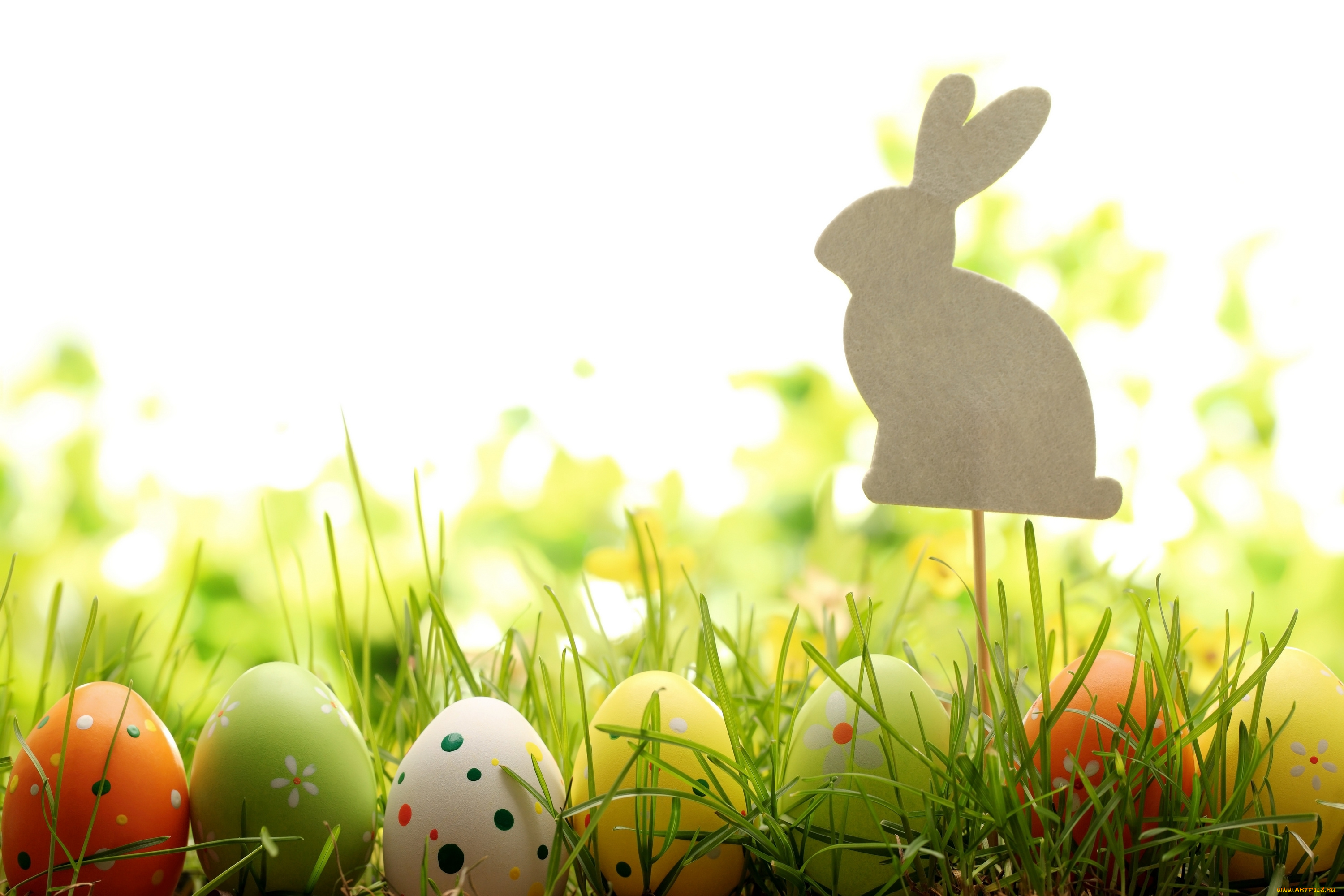 праздничные, пасха, трава, природа, фигурка, яйца, кролик, весна, easter, праздник