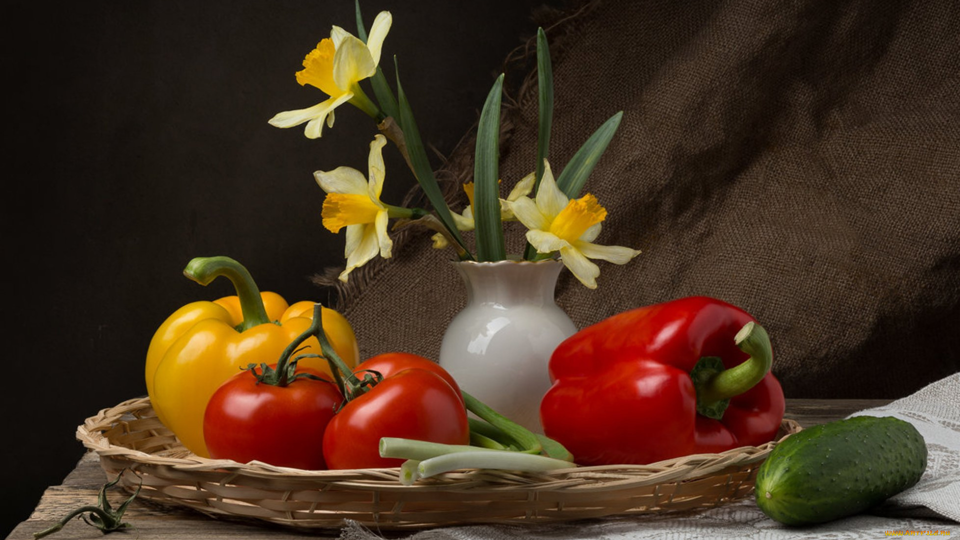 еда, овощи, натюрморт, цветы, огурцы, помидоры, томаты, перец