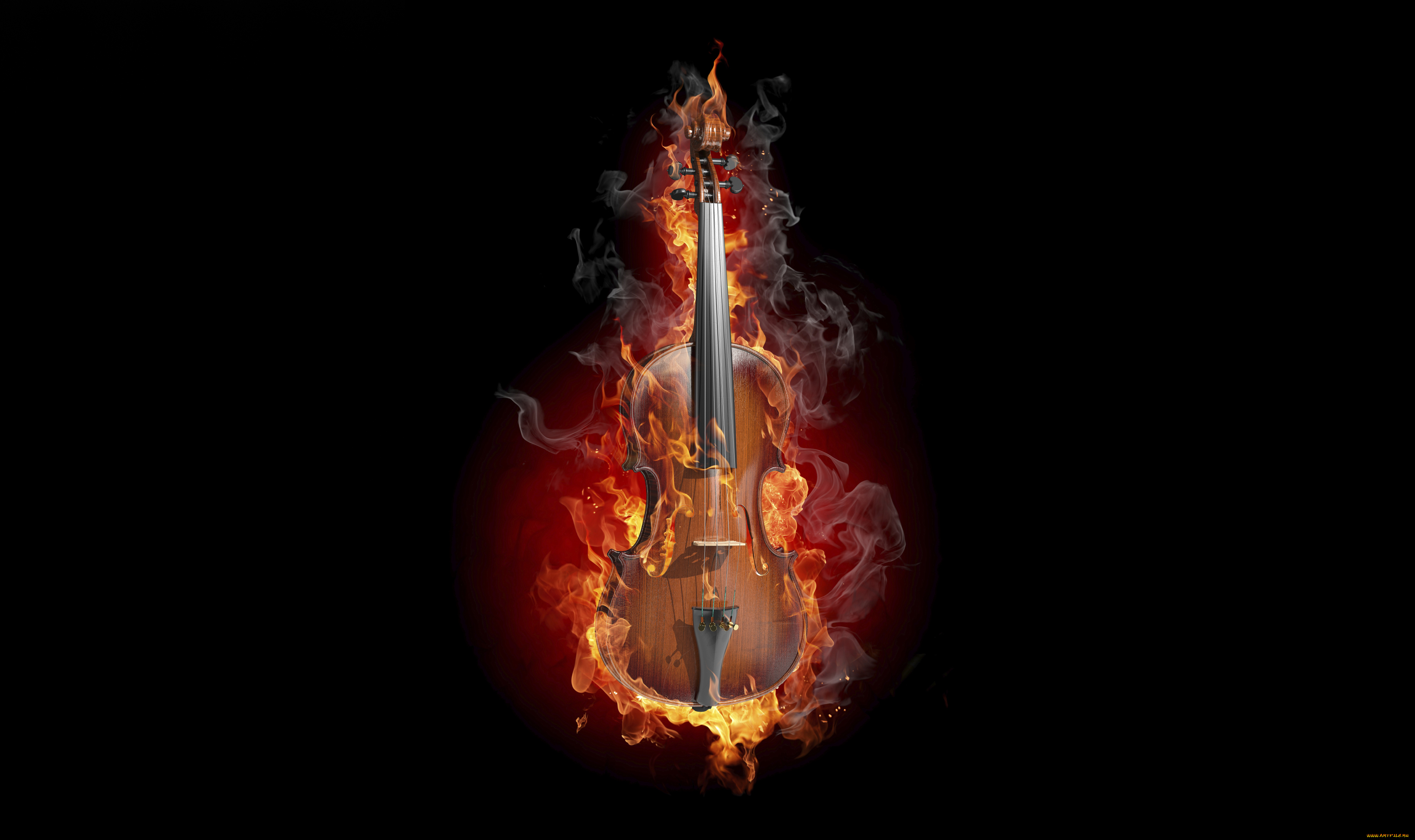 музыка, музыкальные, инструменты, дым, огонь, скрипка