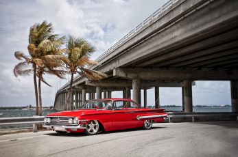 обоя 1960 chevy impala, автомобили, chevrolet, красный, шевроле