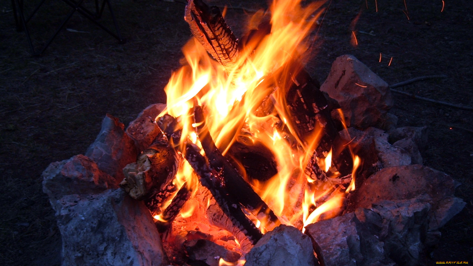 природа, огонь, пламя, дрова, костер