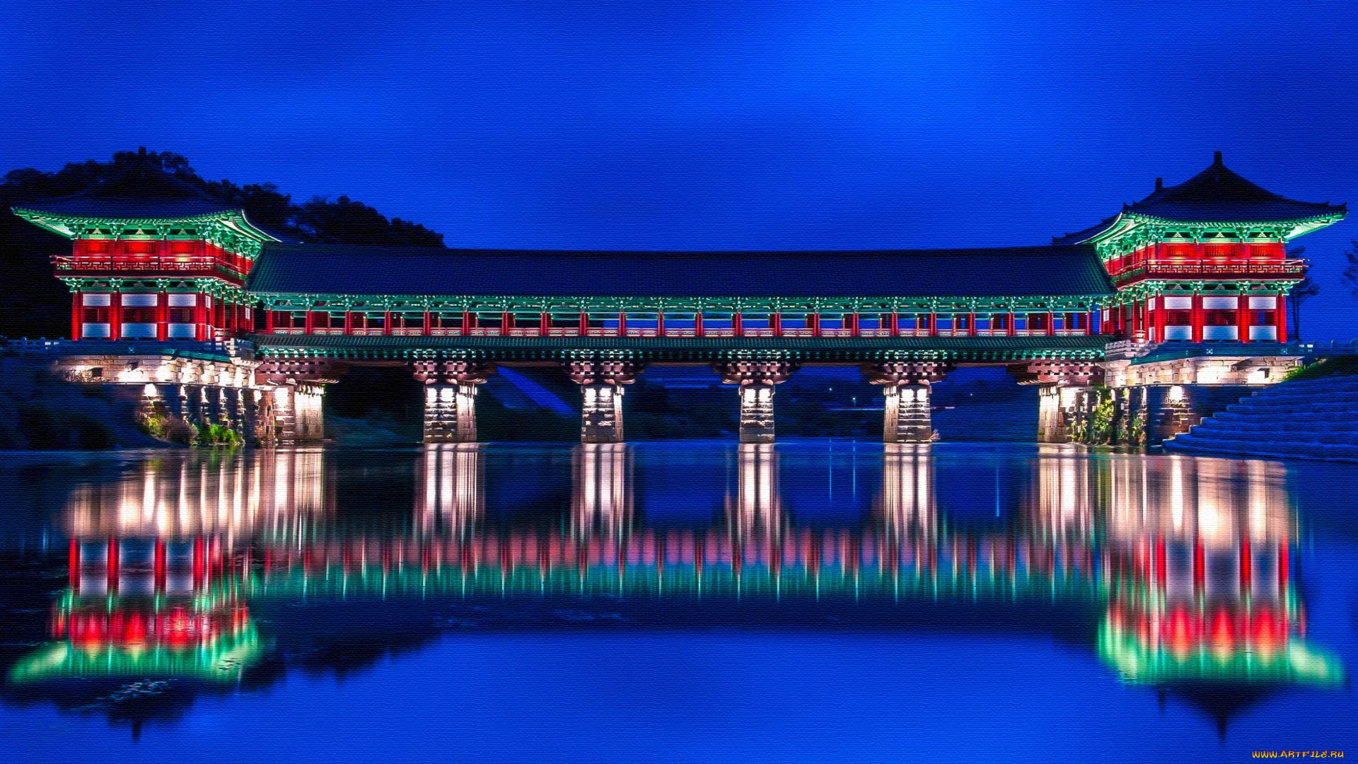 woljeonggyo, bridge, города, -, здания, , дома, отражение, мост, сооружение, азия, южная, корея