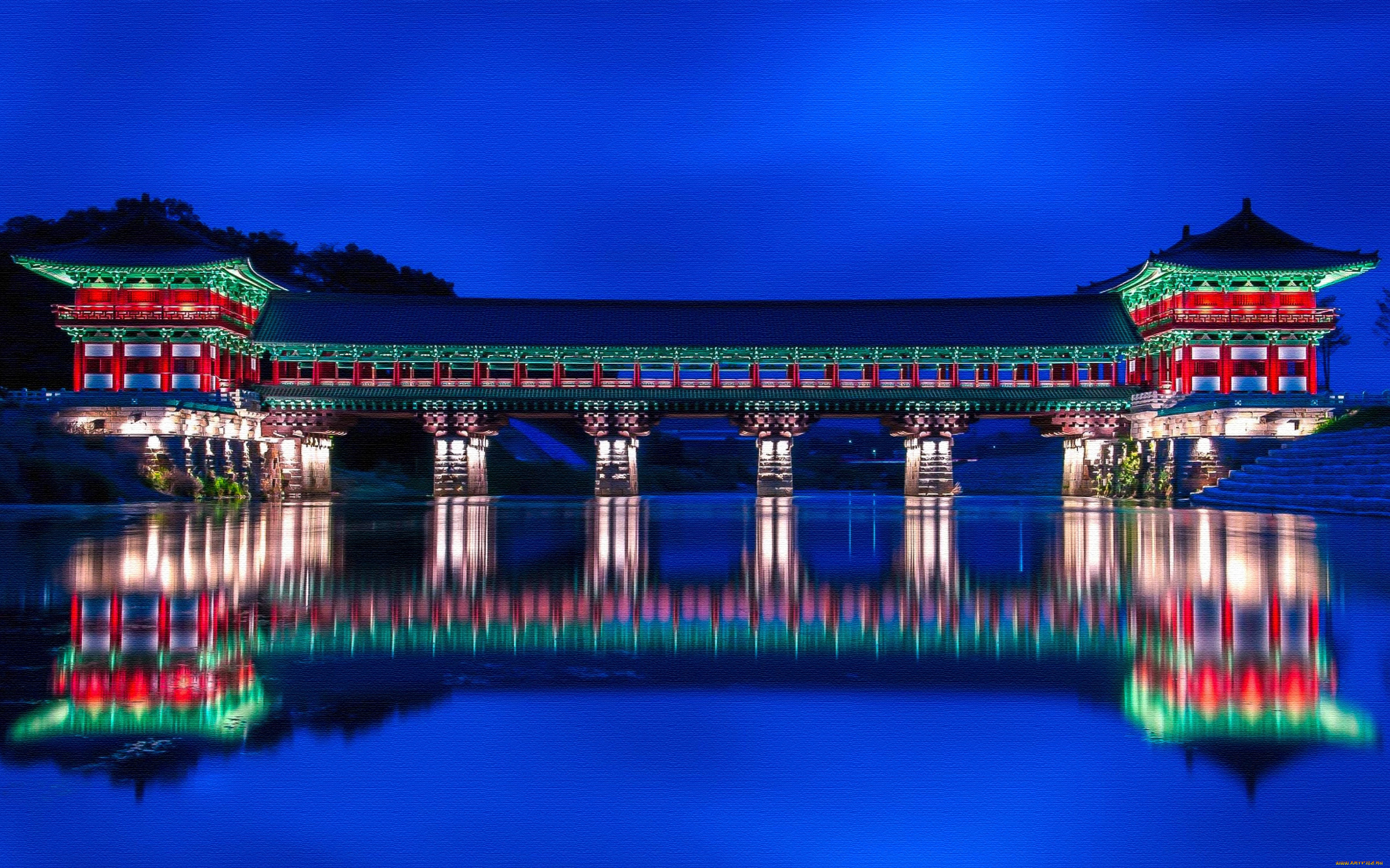 woljeonggyo, bridge, города, -, здания, , дома, отражение, мост, сооружение, азия, южная, корея