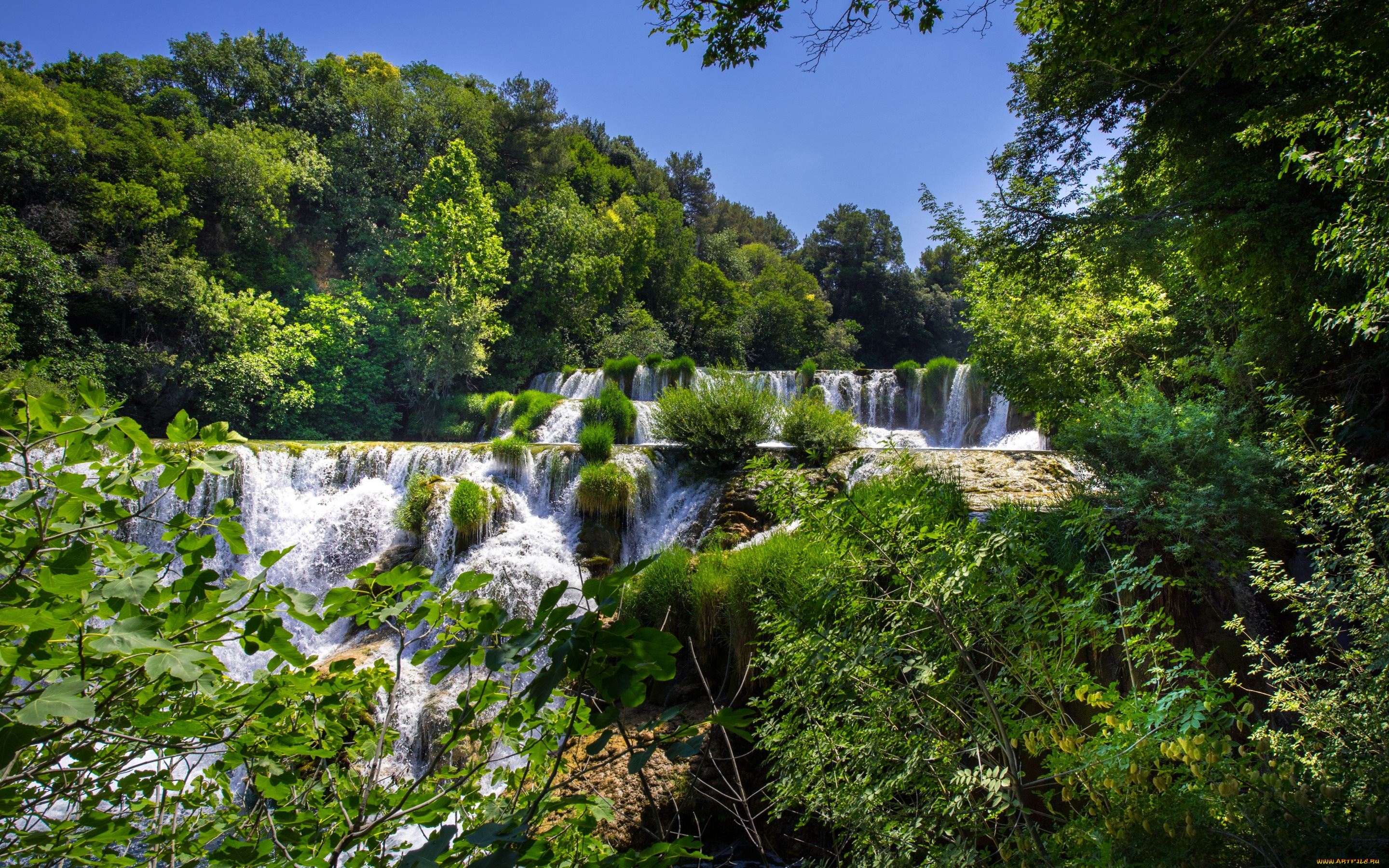природа, водопады, каскад, деревья, национальный, парк, крка, лес, krka, national, park, croatia, хорватия