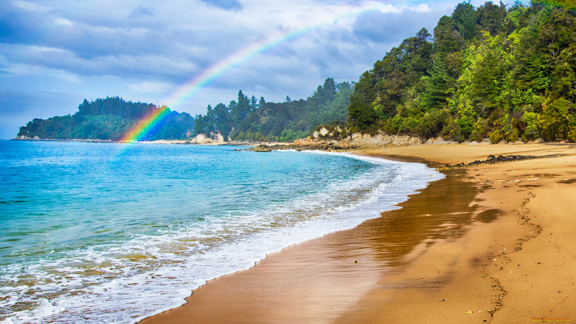 природа, радуга, пляж