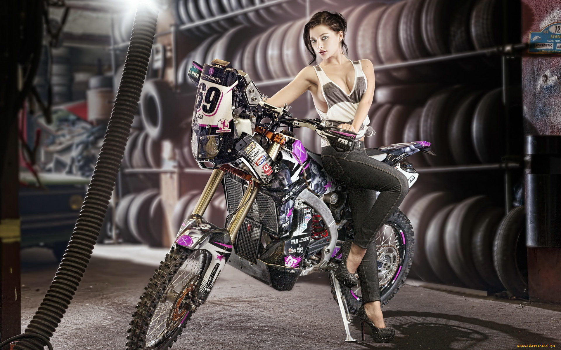 мотоциклы, мото, с, девушкой, motorcycle, model, 2014, dakar, rally