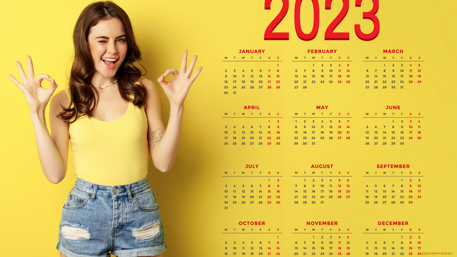 календари, девушки, шатенка, календарь, жест