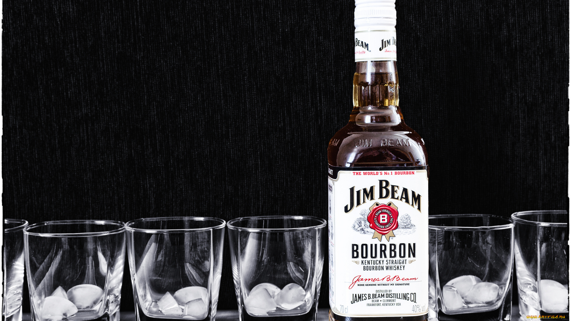 jim, beam, бренды, бокалы, бутылка, виски, лед