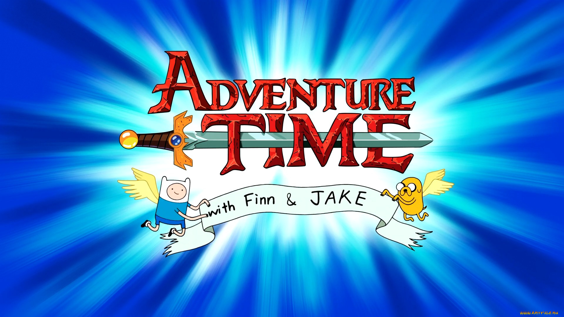 мультфильмы, adventure, time, finn, заставка, джейк, время, приключений, adventure, time, финн, jake, крылья, меч, with, and