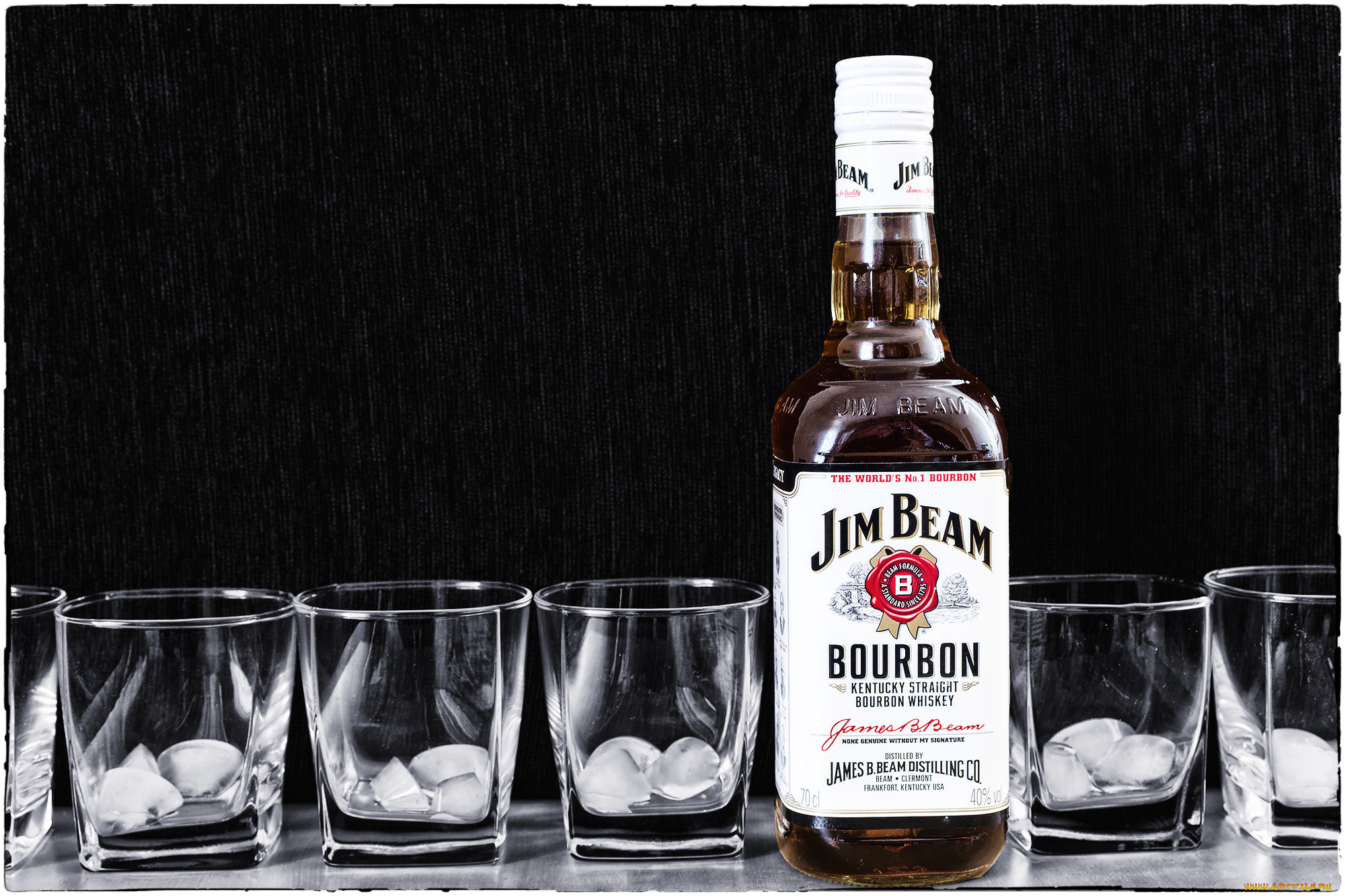 jim, beam, бренды, бокалы, бутылка, виски, лед