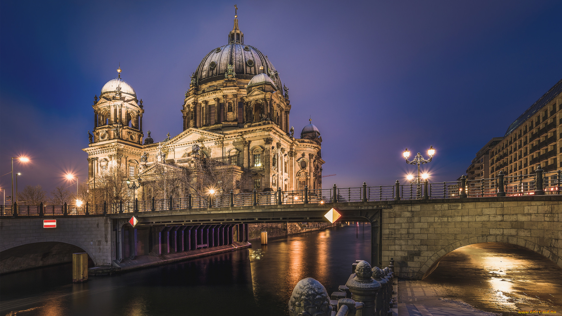 berlin, cathedral, города, берлин, , германия, собор, ночь