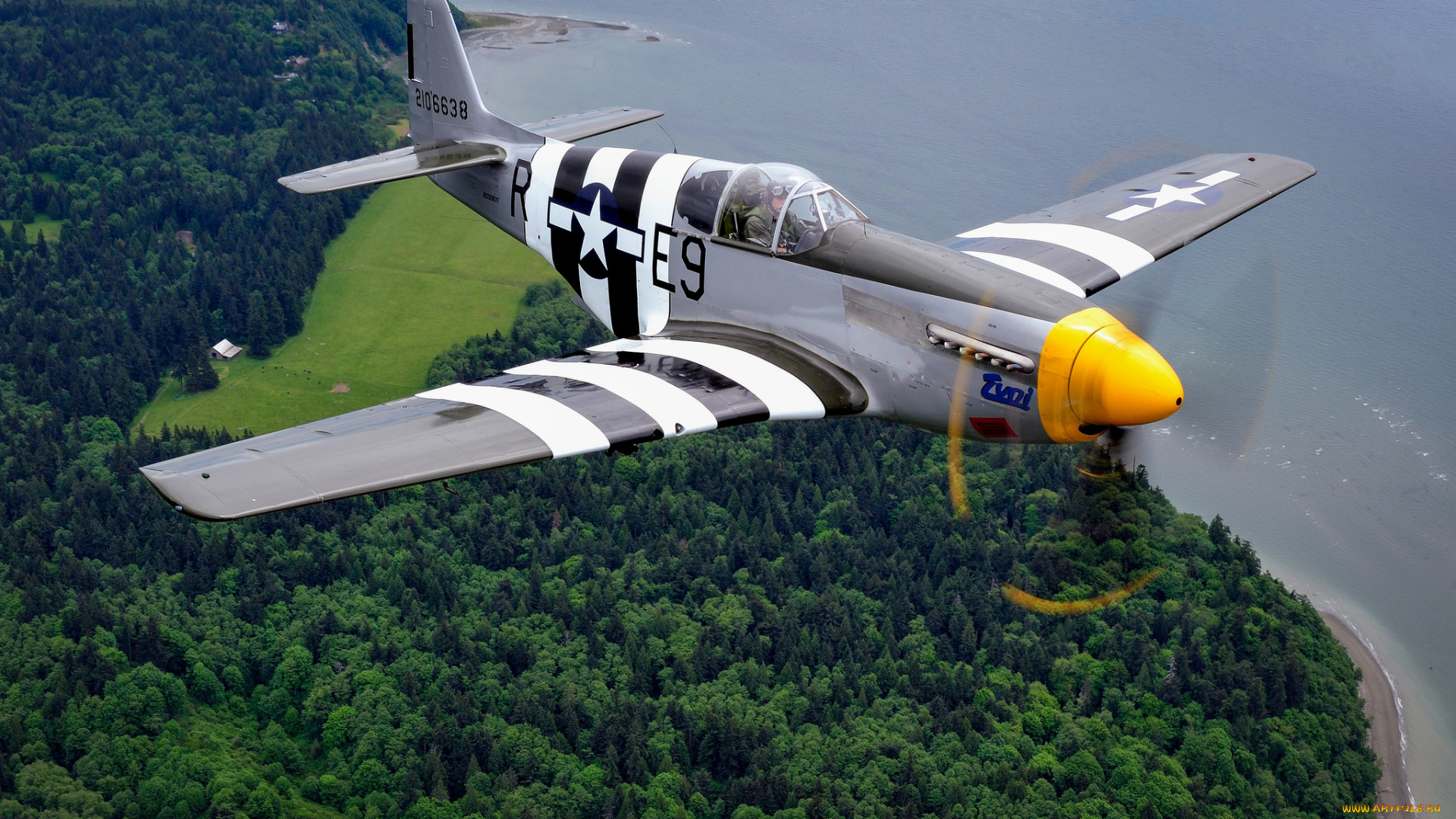 p-51c, mustang, авиация, боевые, самолёты, истребитель