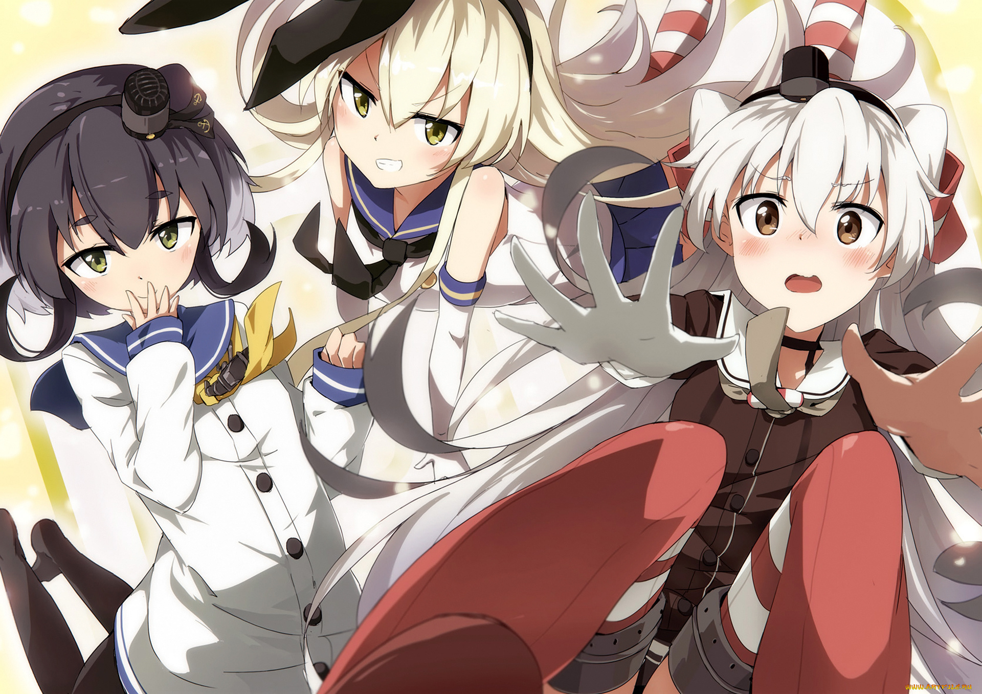 аниме, kantai, collection, фон, взгляд, девушки