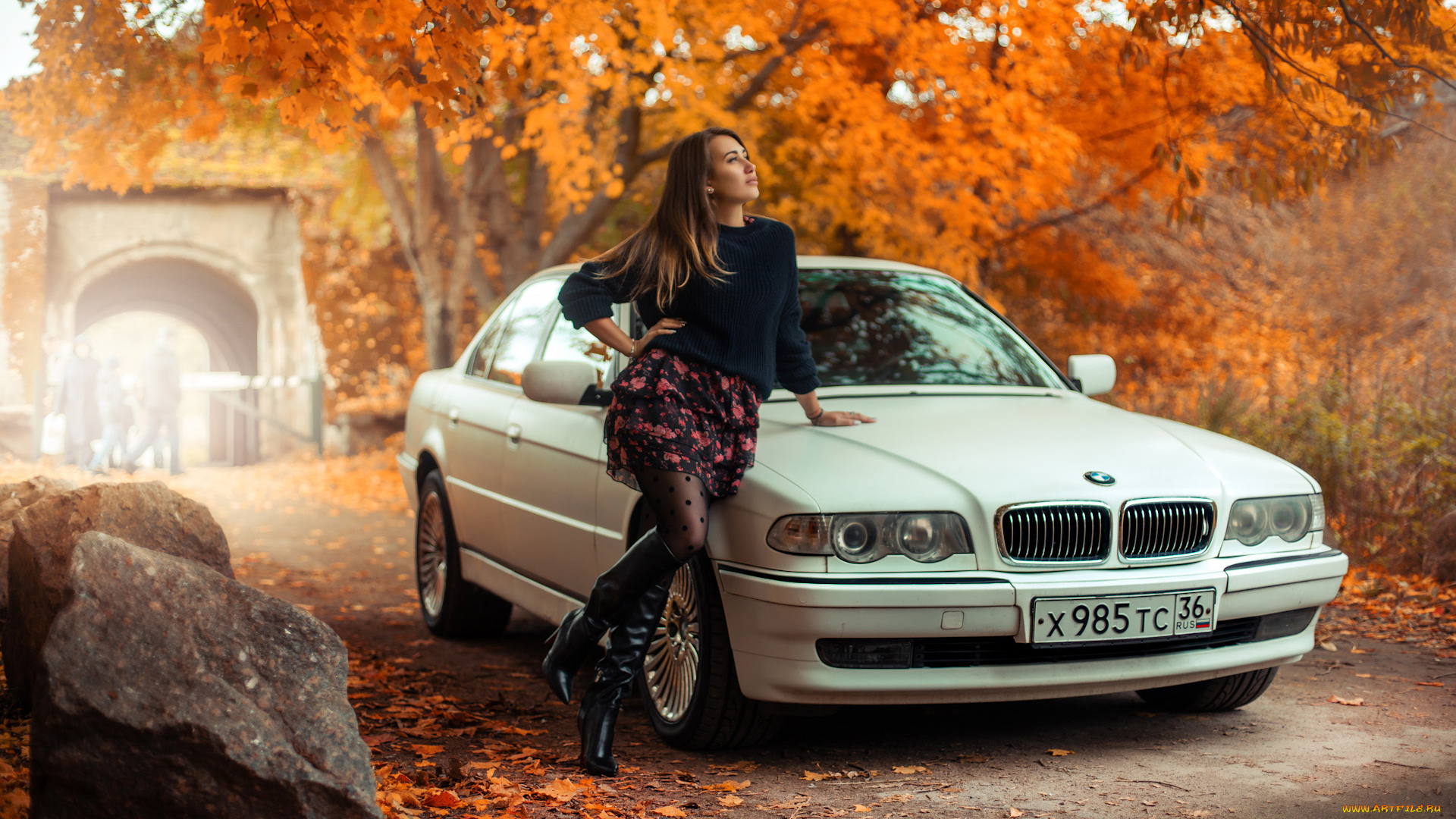 автомобили, -авто, с, девушками, bmw, e38, mila