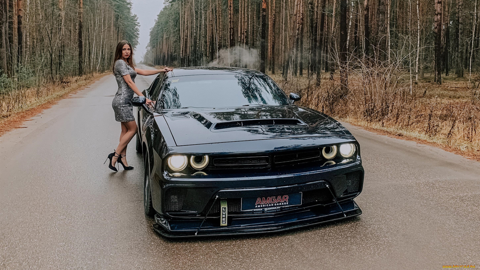 автомобили, -авто, с, девушками, dodge, challenger