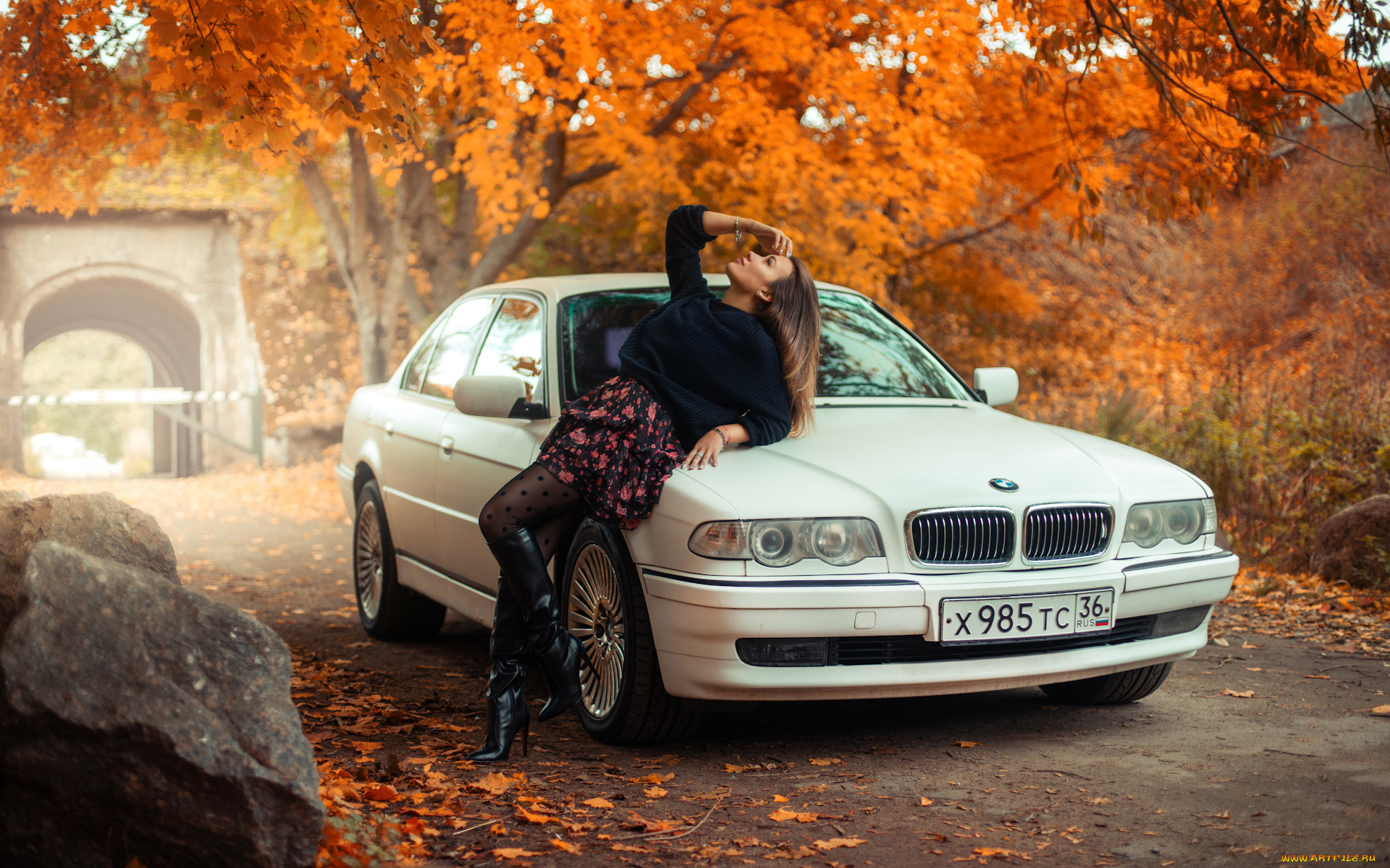 автомобили, -авто, с, девушками, bmw, e38, mila