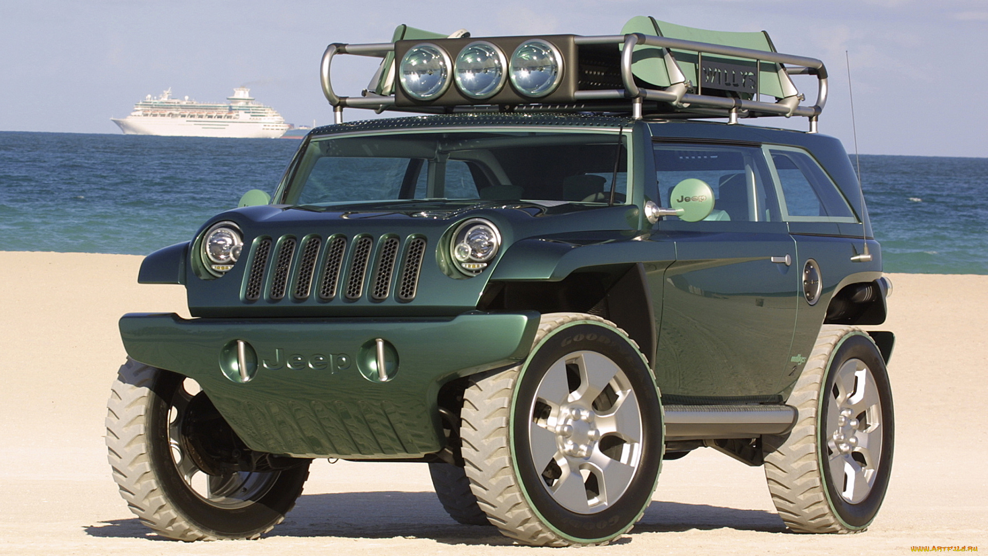 автомобили, jeep, willys, 2, зеленый, concept, 2001