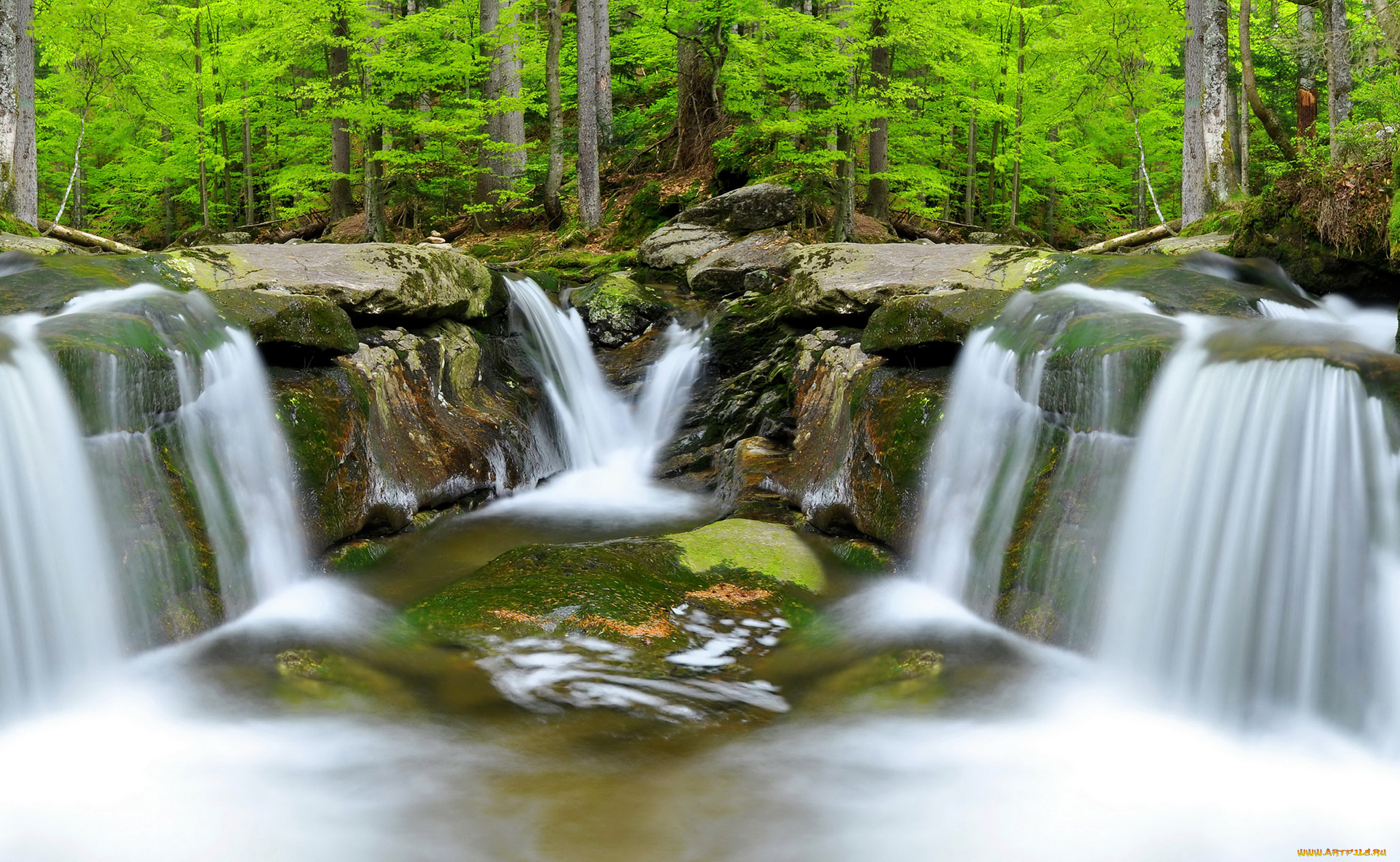 природа, водопады, водопад, вода, камни