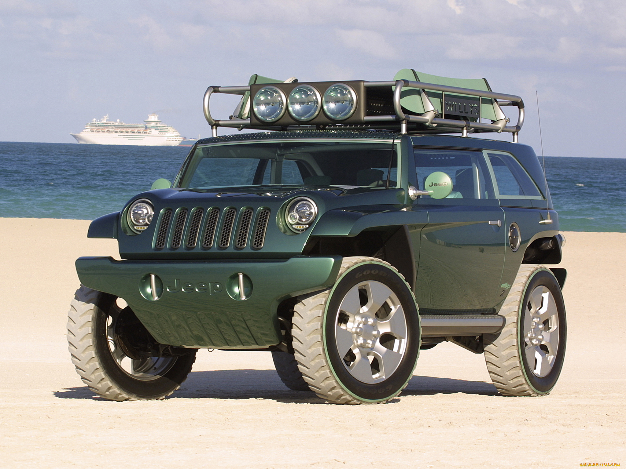 автомобили, jeep, willys, 2, зеленый, concept, 2001