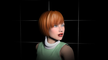 Картинка 3д+графика people+ люди девушка рыжая взгляд