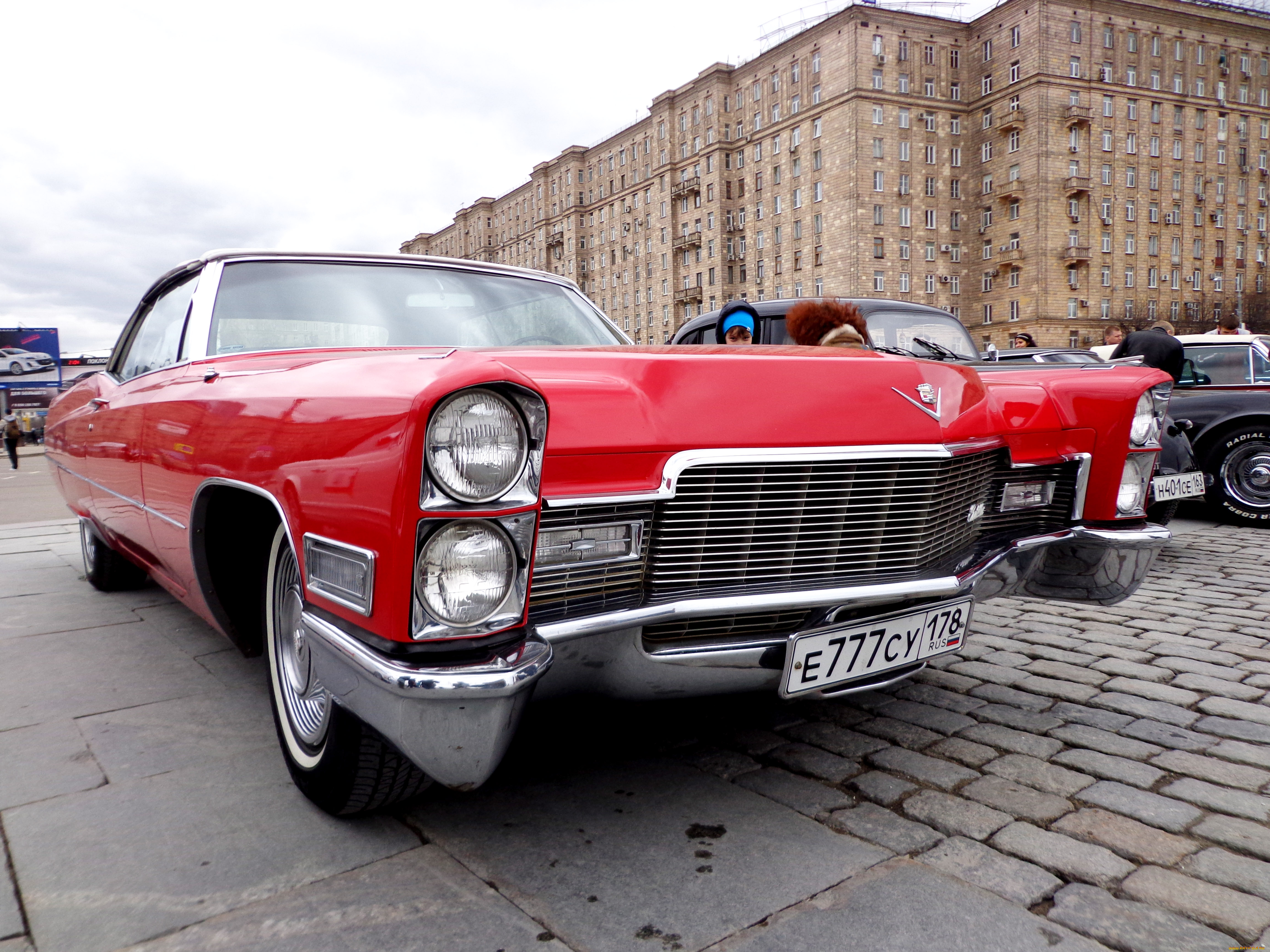 автомобили, выставки, и, уличные, фото, красный, cadillac