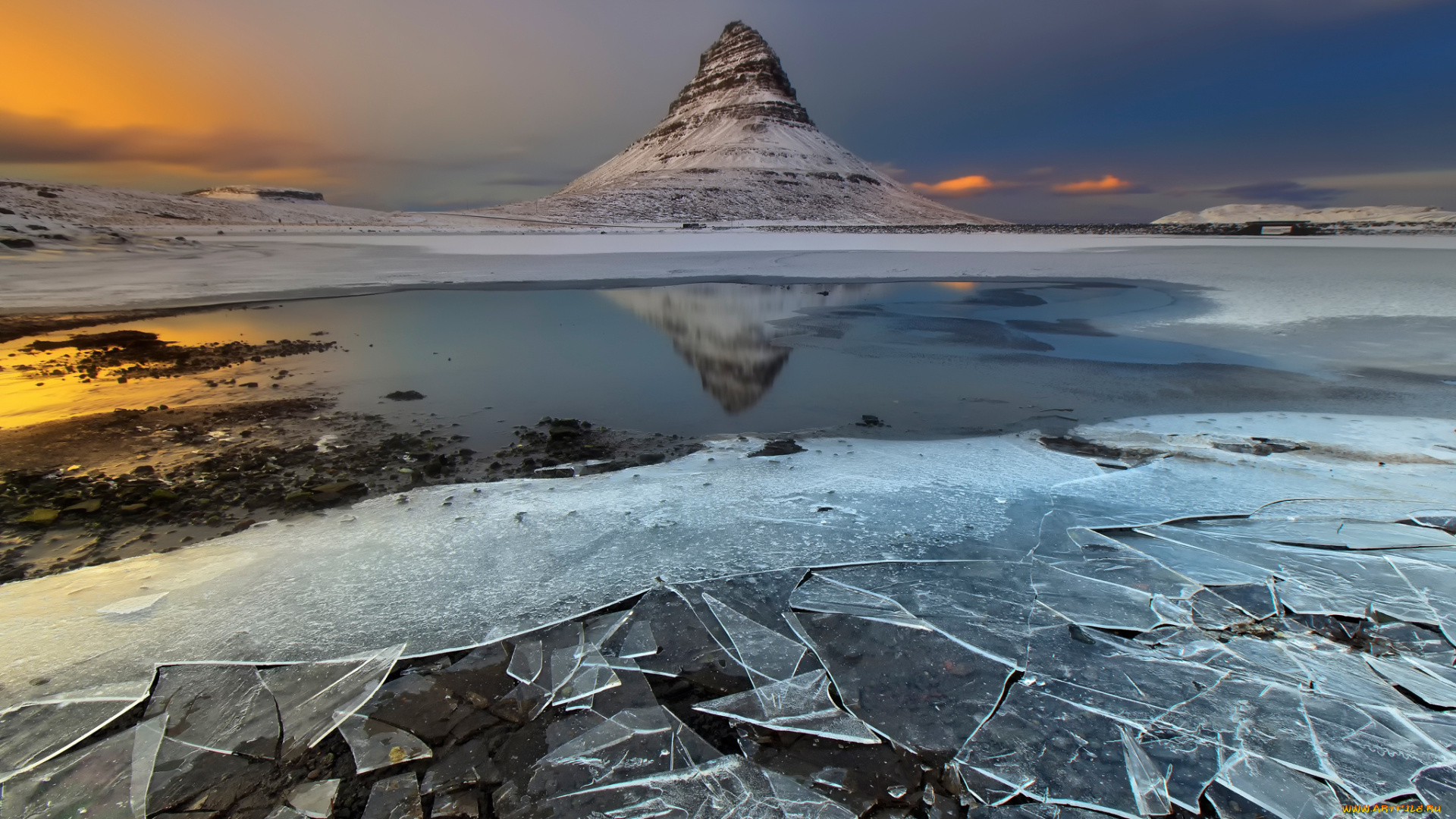 природа, реки, озера, гора, исландия, лёд