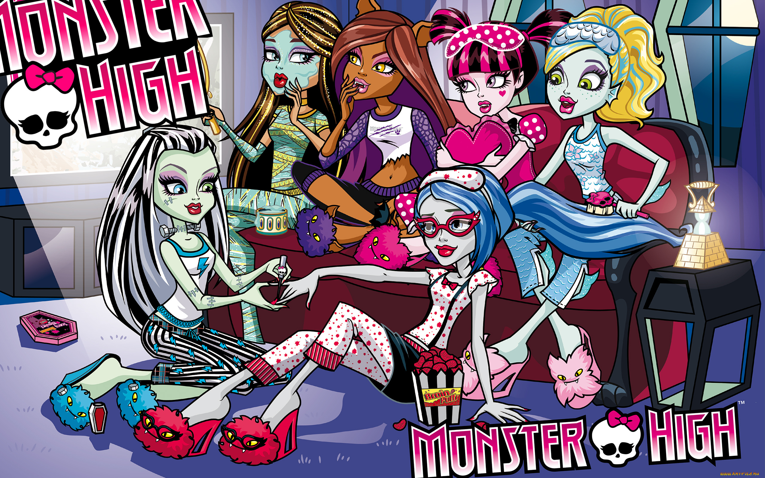 monster, high, мультфильмы, -, monster, high, диван, персонажи, монстры, девушки, monster, high