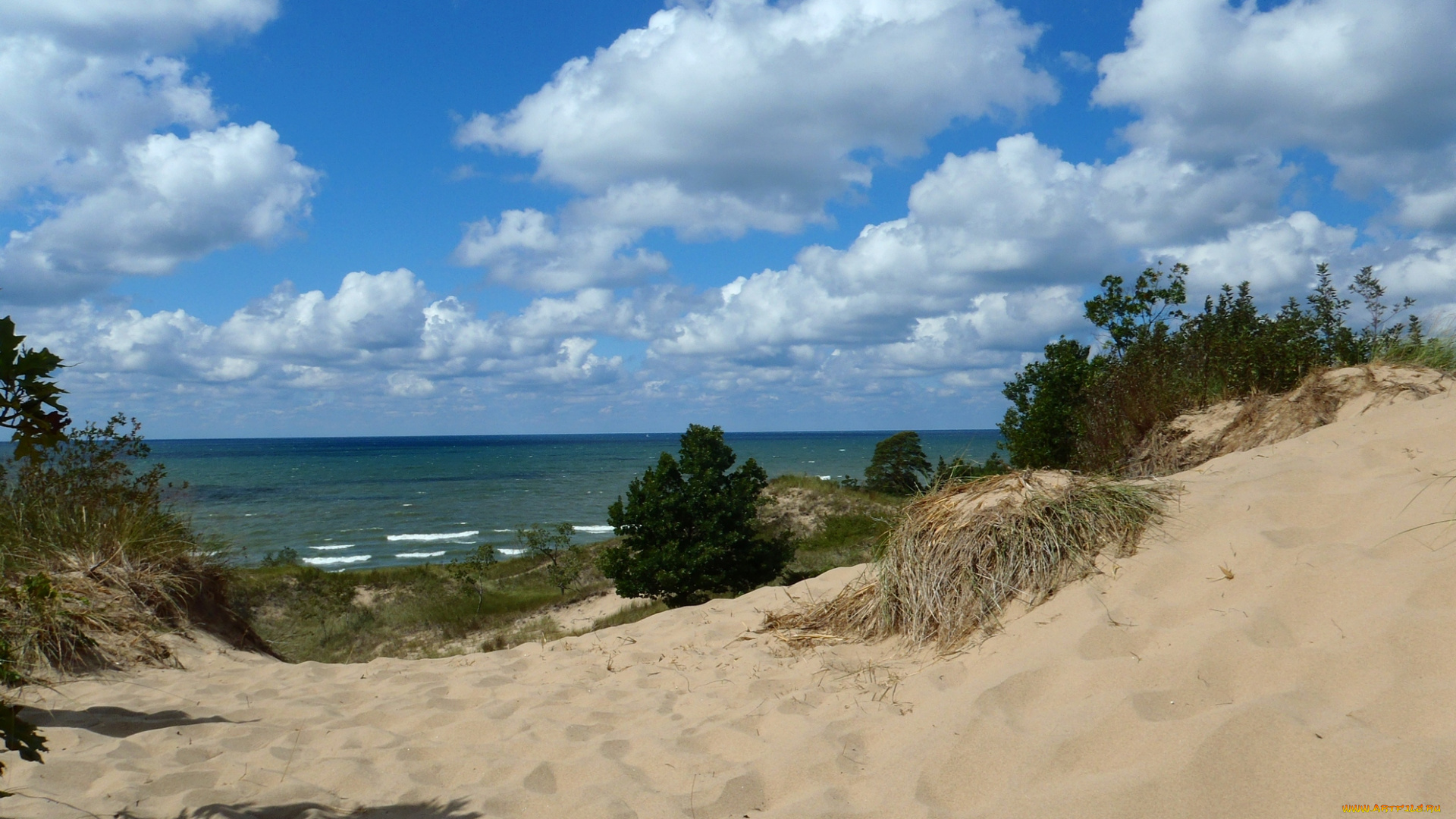 lake, michigan, природа, побережье, сша