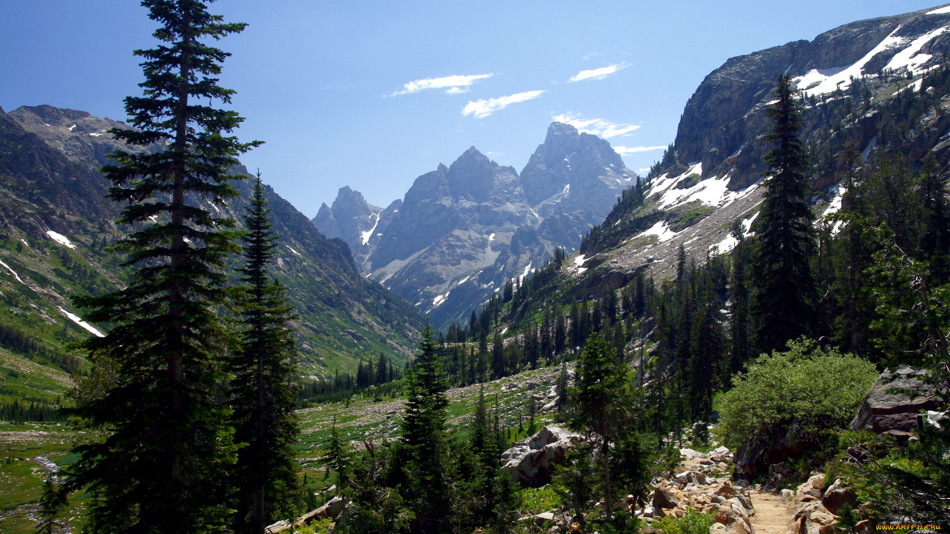 природа, горы, grand, teton, national, park, usa, cascade, canyon, trail, wyoming