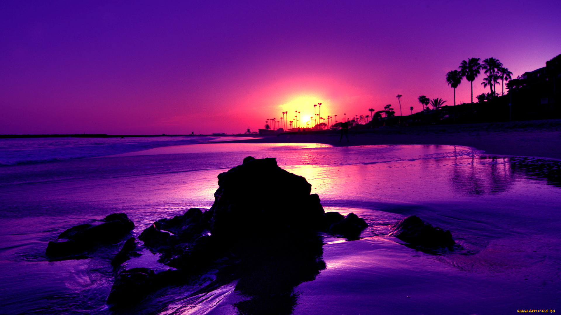 purple, sunset, природа, восходы, закаты, вода, закат