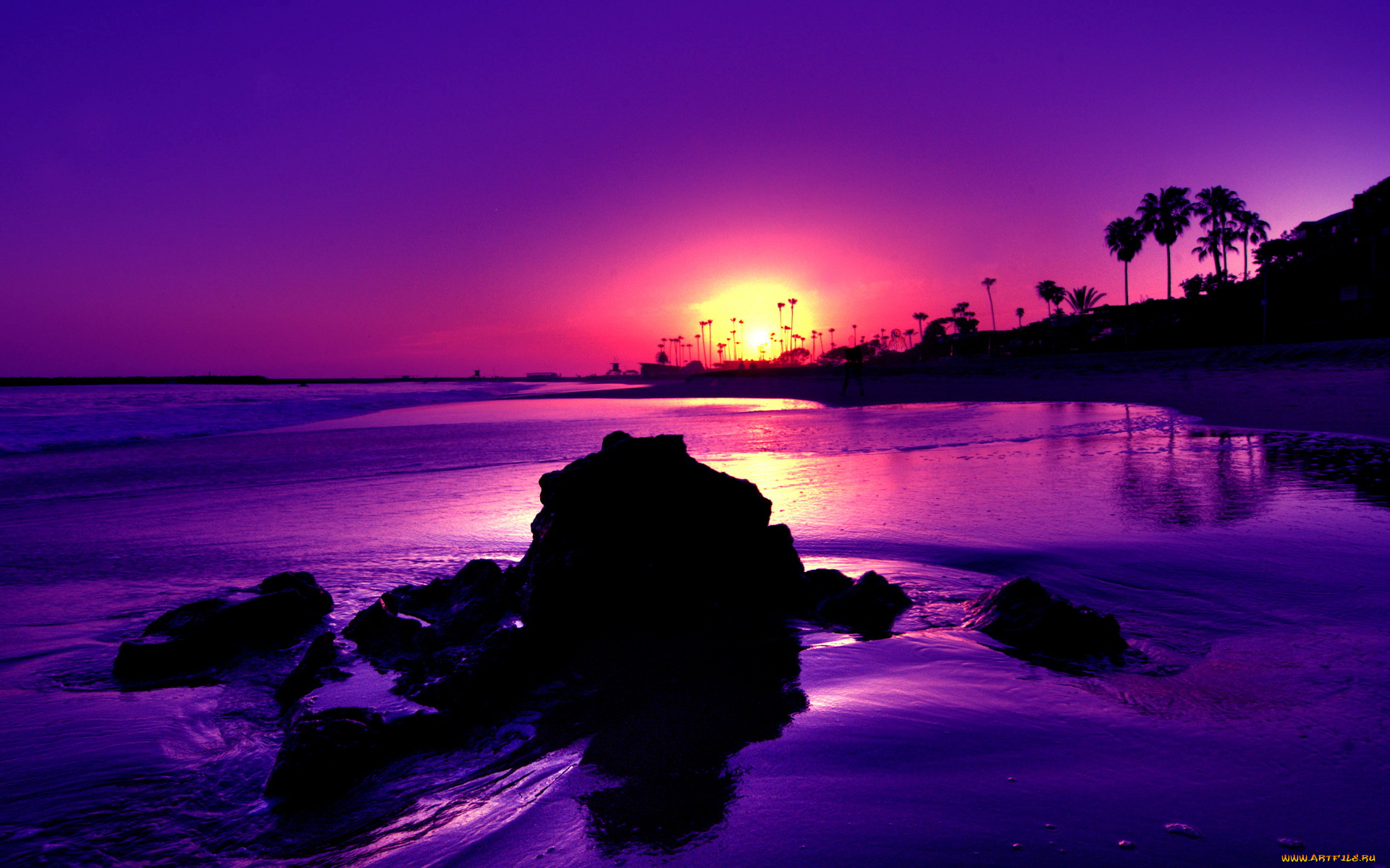 purple, sunset, природа, восходы, закаты, вода, закат