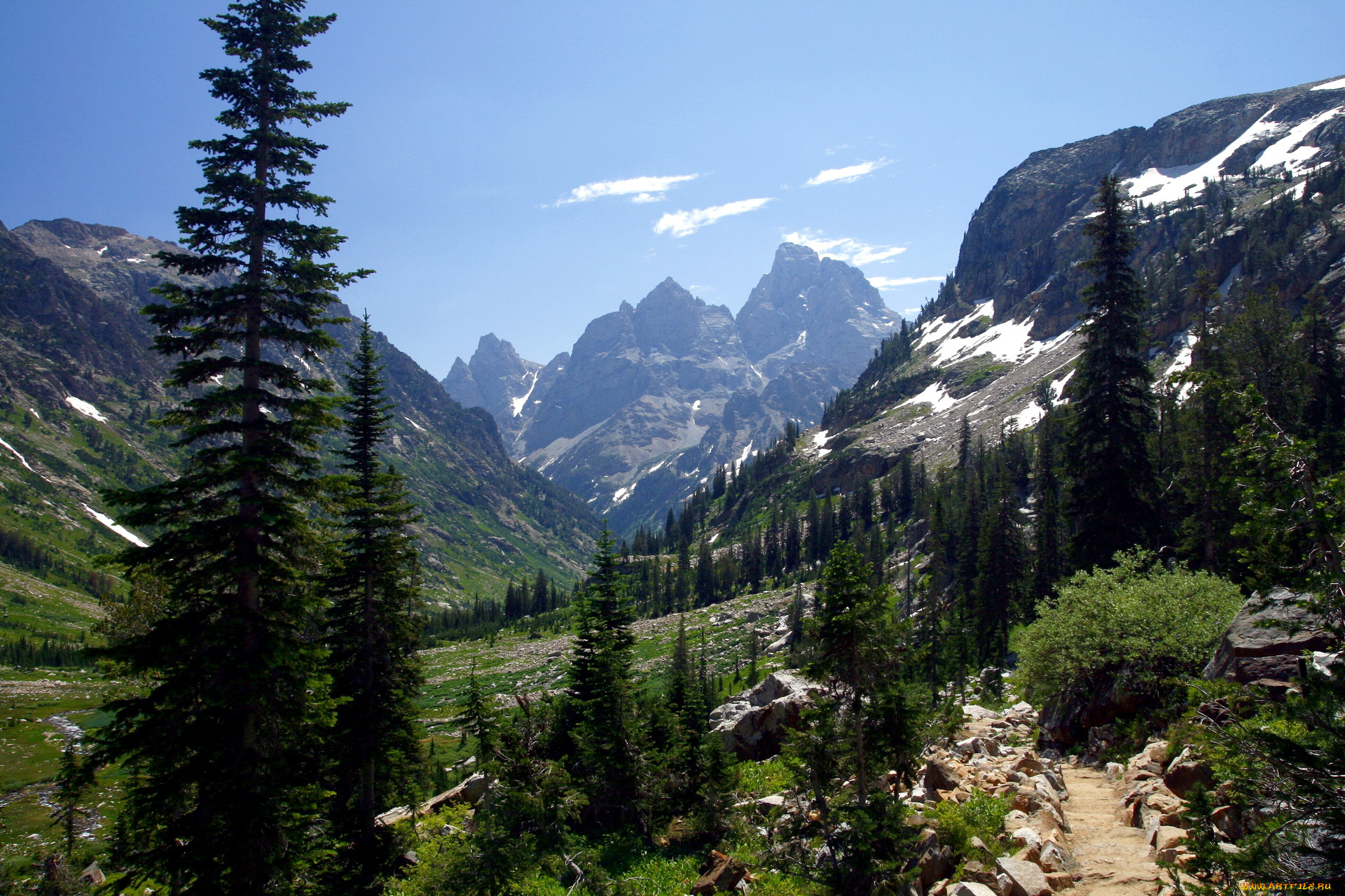 природа, горы, grand, teton, national, park, usa, cascade, canyon, trail, wyoming