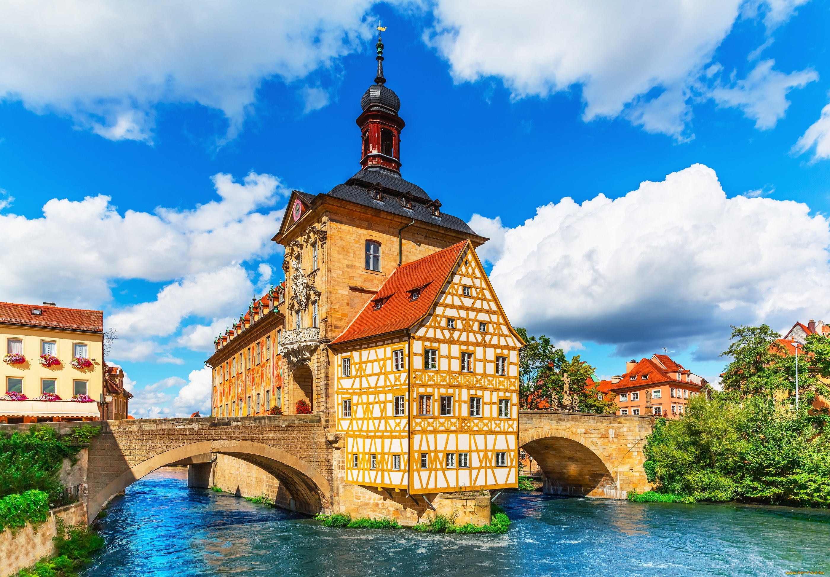 city, hall, , bamberg, , bavaria, , germany, города, -, мосты, германия, бавария, бамберг, bamberg, city, hall, regnitz, river, bavaria, germany, ратуша, мост, река, регниц