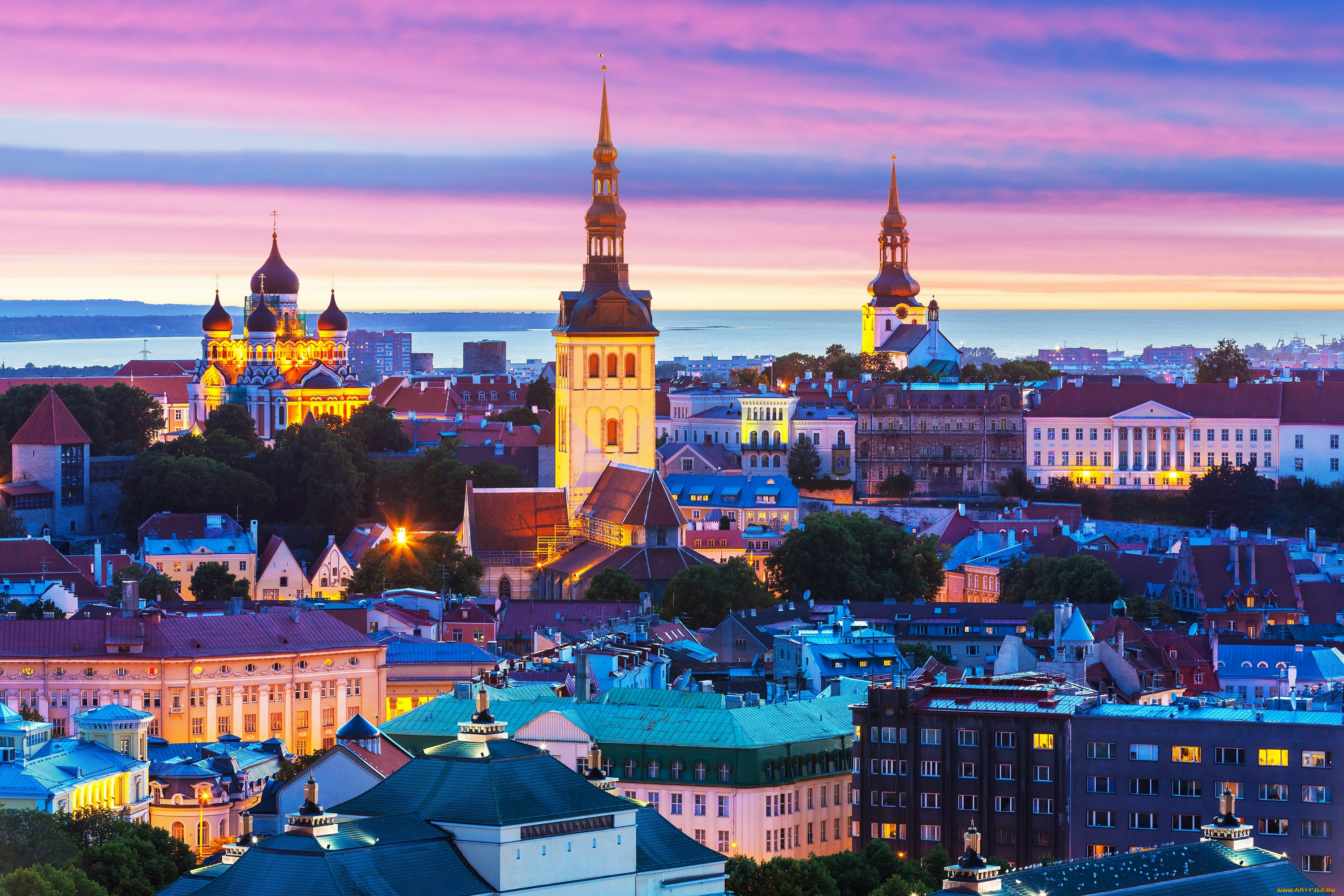 tallinn, , estonia, города, таллин, , эстония, таллин, estonia, панорама, здания, ночной, город