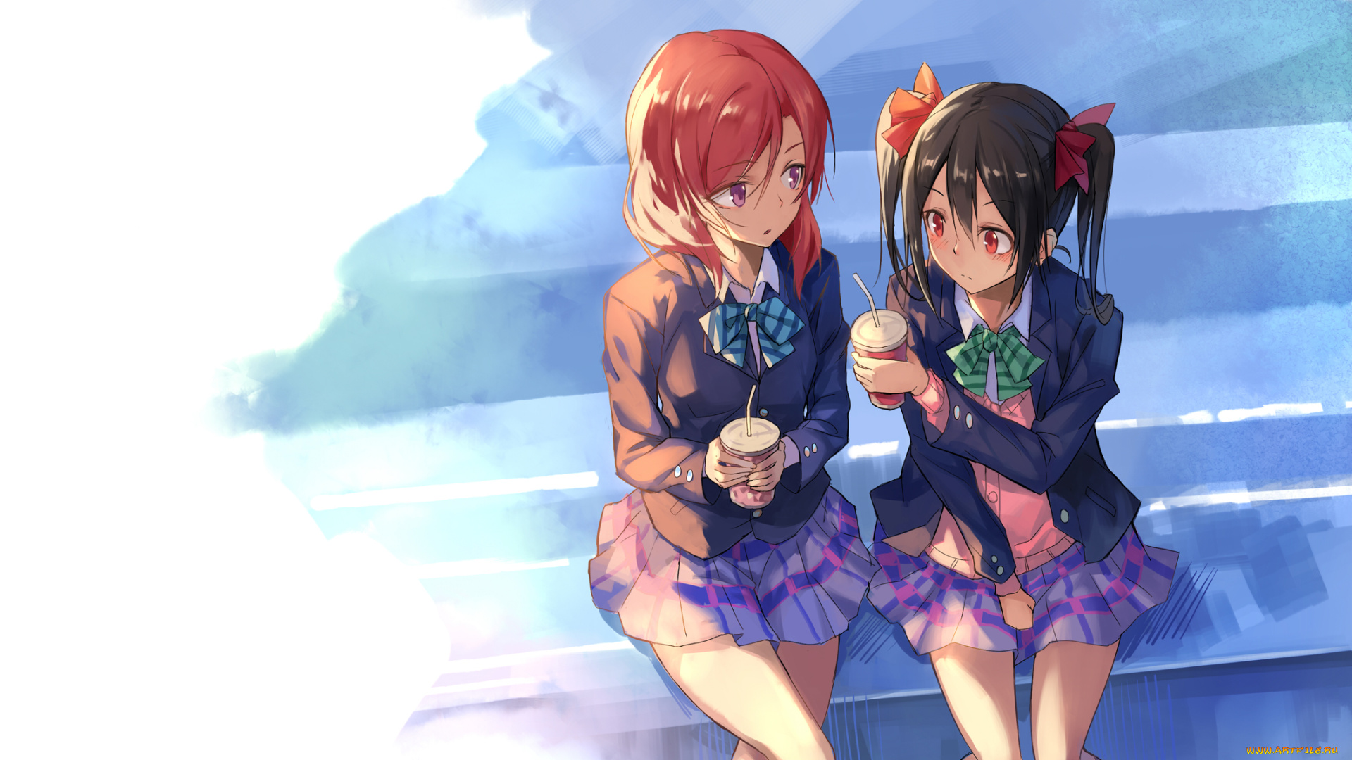 аниме, love, live, , school, idol, project, фон, взгляд, девушки